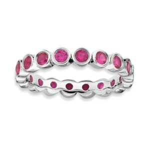 sterling silver stackable created ruby ring
