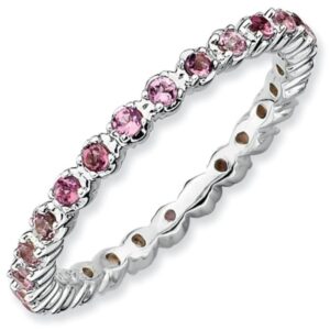 Sterling Silver Stackable Pink Tourmaline Eternity Ring