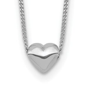 Sterling Silver Rhodium-plated Polished Heart Necklace