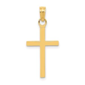 14k yg polished cross pendant
