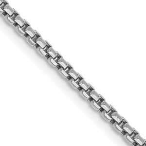 14k white gold 22″ 1.75mm semi solid round box chain with lobster clasp