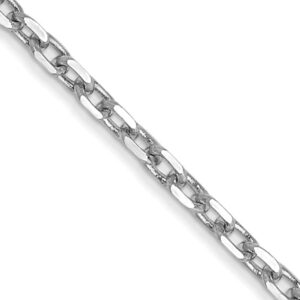 14K WG 22" 1.8mm Diamond-cut Round Open Link Cable Chain with Lobster Clasp