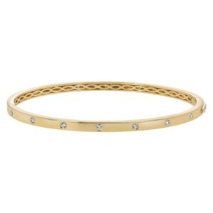 14k yellow gold 0.40 carat diamonds hinged bangle