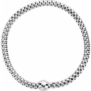 sterling silver white rhodium plated woven stretch bracelet
