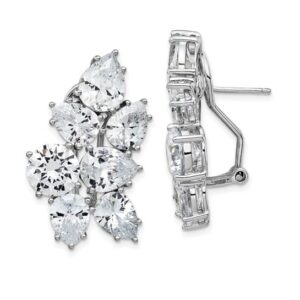 SS Fancy Brilliant-Cut CZ Cluster Omega Back Earrings