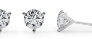 14 kt 3.00 lab grown round stud earrings