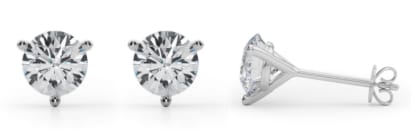 14 kt 3.00 lab grown round stud earrings