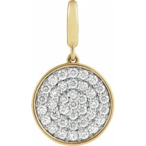 14k yellow gold 1/2 ctw natural diamond pavé style disc charm/pendant
