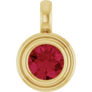 14k yellow gold lab grown ruby charm/pendant