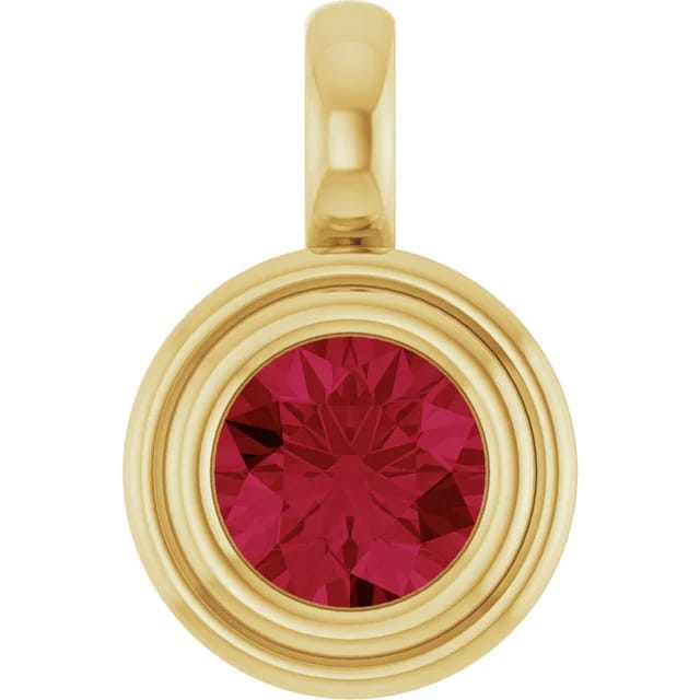 14k yellow gold lab grown ruby charm/pendant
