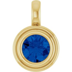 14k yellow gold lab grown blue sapphire charm/pendant