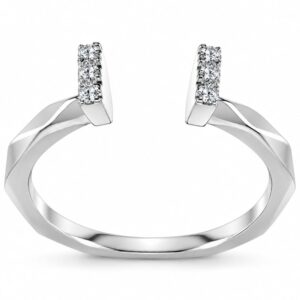 14k white gold band with 8 round diamonds totaling 0.06ct size 6.5