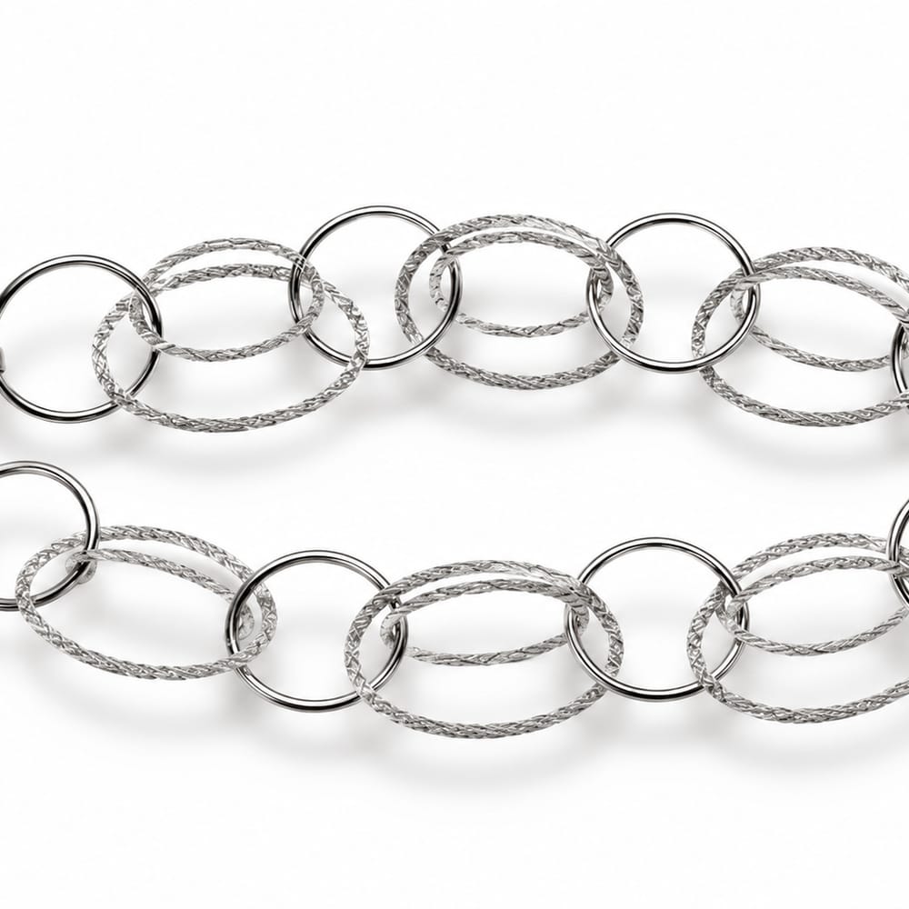 7.5″ sterling silver bracelet with round and oval circles