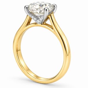 14K Two-Tone V-Prong Diamond Accent Engagement Ring